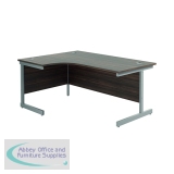Jemini Radial Left Hand Cantilever Desk 1600x1200x730mm Dark Walnut/Silver KF801778