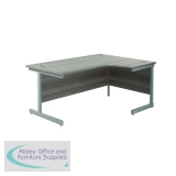 Jemini Radial Right Hand Cantilever Desk 1600x1200x730mm Grey Oak/Silver KF801790