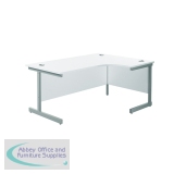 Jemini Radial Right Hand Cantilever Desk 1600x1200x730mm White/Silver KF801811
