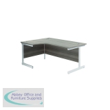 Jemini Radial Left Hand Cantilever Desk 1600x1200x730mm Grey Oak/White KF801852