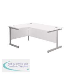 Jemini Radial Left Hand Cantilever Desk 1800x1200x730mm White/Silver KF801992