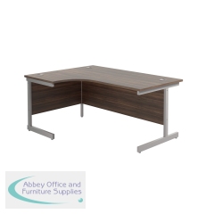 Jemini Radial Left Hand Cantilever Desk 1800x1200x730mm Dark Walnut/Silver KF802010