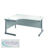 First Radial Left Hand Desk 1600x1200x730mm White/Silver KF803034