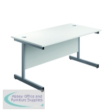 First Single Desk with 3 Drawers Pedestal 1600x800mm White/Silver KF803607