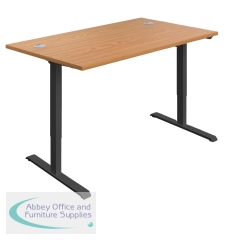 First Economy Single Motor Sit/Stand Desk 1200x800x705-1220mm Nova Oak/Black KF803772