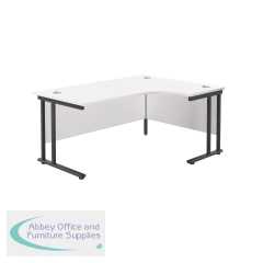 Jemini Radial Right Hand Double Upright Cantilever Desk 1800x1200x730mm White/Black KF803843