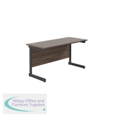 Jemini Rectangular Single Upright Cantilever Desk 1200x600x730mm Dark Walnut/Black KF803874