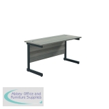 Jemini Rectangular Single Upright Cantilever Desk 1200x600x730mm Grey Oak/Black KF803881