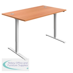 First Economy Single Motor Sit/Stand Desk 1400x800x705-1220mm Beech/White KF803894