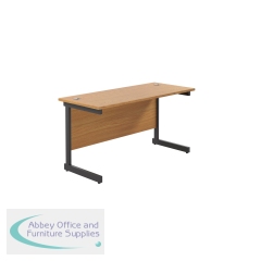 Jemini Rectangular Single Upright Cantilever Desk 1200x600x730mm Nova Oak/Black KF803904