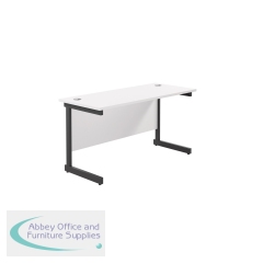 Jemini Rectangular Single Upright Cantilever Desk 1200x600x730mm White/Black KF803911