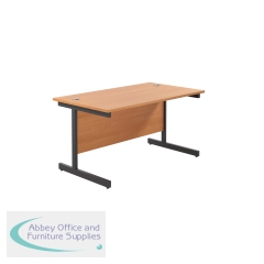 Jemini Rectangular Single Upright Cantilever Desk 1200x800x730mm Beech/Black KF803928
