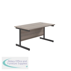 Jemini Rectangular Single Upright Cantilever Desk 1200x800x730mm Grey Oak/Black KF803959