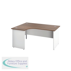 Jemini Switch Radial Left Hand Desk 1600x1200x730mm Dark Walnut/White KF805410