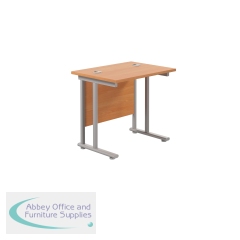 Jemini Double Upright Rectangular Desk 800x600x730mm Beech/Silver KF806080