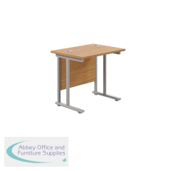 Jemini Double Upright Rectangular Desk 800x600x730mm Nova Oak/Silver KF806103