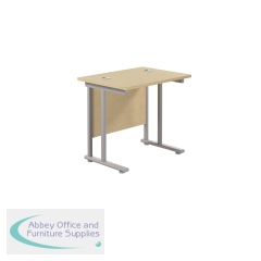 Jemini Double Upright Rectangular Desk 800x600x730mm Maple/Silver KF806127