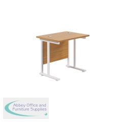 Jemini Rectangular Cantilever Desk 800x600x730mm Nova Oak/White KF806165