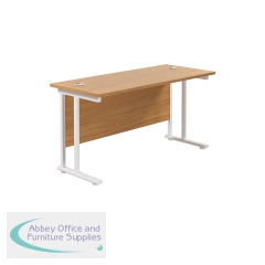 Jemini Rectangular Cantilever Desk 1200x600x730mm Nova Oak/White KF806288