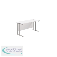 Jemini Rectangular Cantilever Desk 1400x600x730mm White/Silver KF806356
