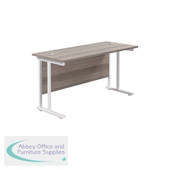 Jemini Rectangular Cantilever Desk 1400x600x730mm Grey Oak/White KF806394