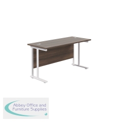 Jemini Rectangular Cantilever Desk 1400x600x730mm Dark Walnut/White KF806431