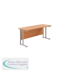 Jemini Rectangular Cantilever Desk 1600x600x730mm Beech/Silver KF806448