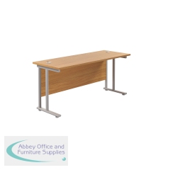 Jemini Rectangular Cantilever Desk 1600x600x730mm Nova Oak/Silver KF806462