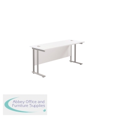 Jemini Rectangular Cantilever Desk 1600x600x730mm White/Silver KF806479