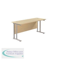 Jemini Rectangular Cantilever Desk 1600x600x730mm Maple/Silver KF806486