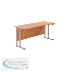 Jemini Rectangular Cantilever Desk 1800x600x730mm Beech/Silver KF806561