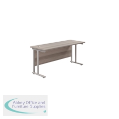 Jemini Rectangular Cantilever Desk 1800x600x730mm Grey Oak/Silver KF806578