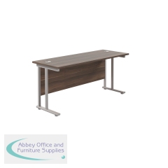 Jemini Rectangular Cantilever Desk 1800x600x730mm Dark Walnut/Silver KF806615
