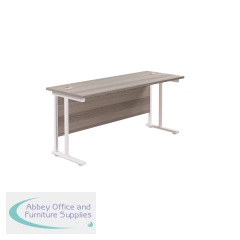 Jemini Rectangular Cantilever Desk 1800x600x730mm Grey Oak/White KF806639
