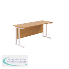 Jemini Rectangular Cantilever Desk 1800x600x730mm Nova Oak/White KF806646