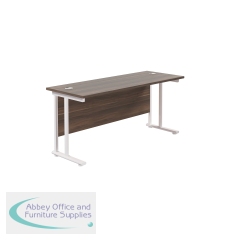 Jemini Rectangular Cantilever Desk 1800x600x730mm Dark Walnut/White KF806677