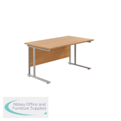 Jemini Rectangular Cantilever Desk 1200x800x730mm Nova Oak/Silver KF806820