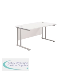 Jemini Rectangular Cantilever Desk 1200x800x730mm White/Silver KF806837