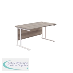 Jemini Rectangular Cantilever Desk 1200x800x730mm Grey Oak/White KF806875