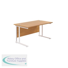 Jemini Rectangular Cantilever Desk 1200x800x730mm Nova Oak/White KF806882