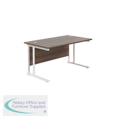 Jemini Rectangular Cantilever Desk 1200x800x730mm Dark Walnut/White KF806912