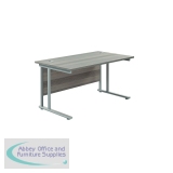 KF806936 - Jemini Rectangular Cantilever Desk 1400x800x730mm Grey Oak/Silver KF806936