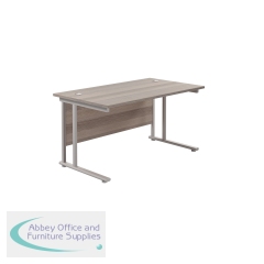 Jemini Rectangular Cantilever Desk 1400x800x730mm Grey Oak/Silver KF806936