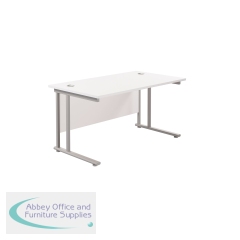 Jemini Rectangular Cantilever Desk 1400x800x730mm White/Silver KF806950