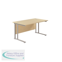 Jemini Rectangular Cantilever Desk 1400x800x730mm Maple/Silver KF806967