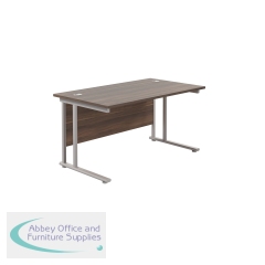 Jemini Rectangular Cantilever Desk 1400x800 Dark Walnut/Silver KF806974