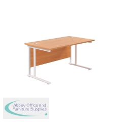 Jemini Rectangular Cantilever Desk 1400x800x730mm Beech/White KF806981