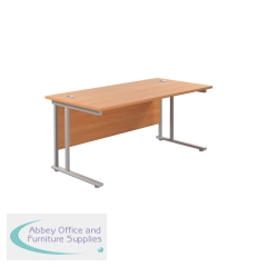 Jemini Rectangular Cantilever Desk 1600x800x730mm Beech/Silver KF807049