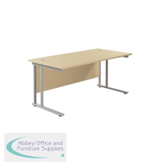 Jemini Rectangular Cantilever Desk 1600x800x730mm Maple/Silver KF807087