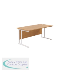 Jemini Rectangular Cantilever Desk 1600x800x730mm Nova Oak/White KF807124